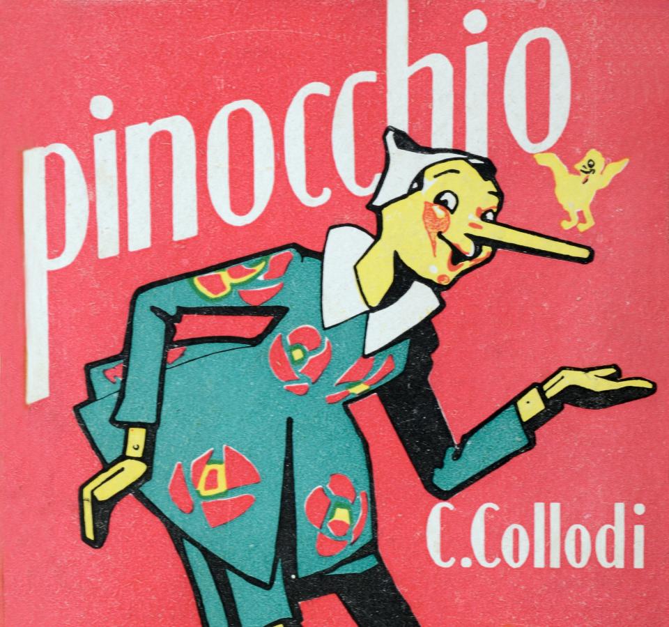 The original book cover of C. Collodi's Pinocchio