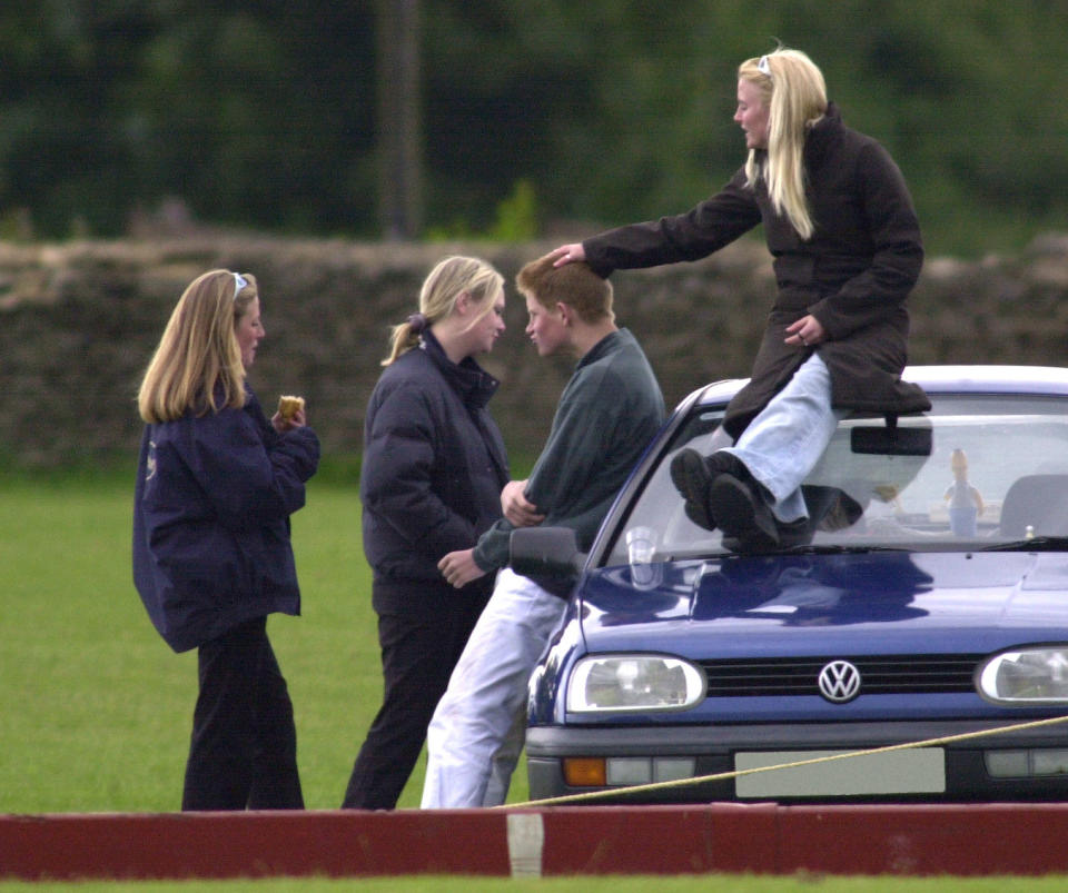 Playful Prince Harry & Friends At The Beaufort Polo Club, Near Tetbury, Gloucestershire. (Photo by Antony Jones/UK Press via Getty Images)