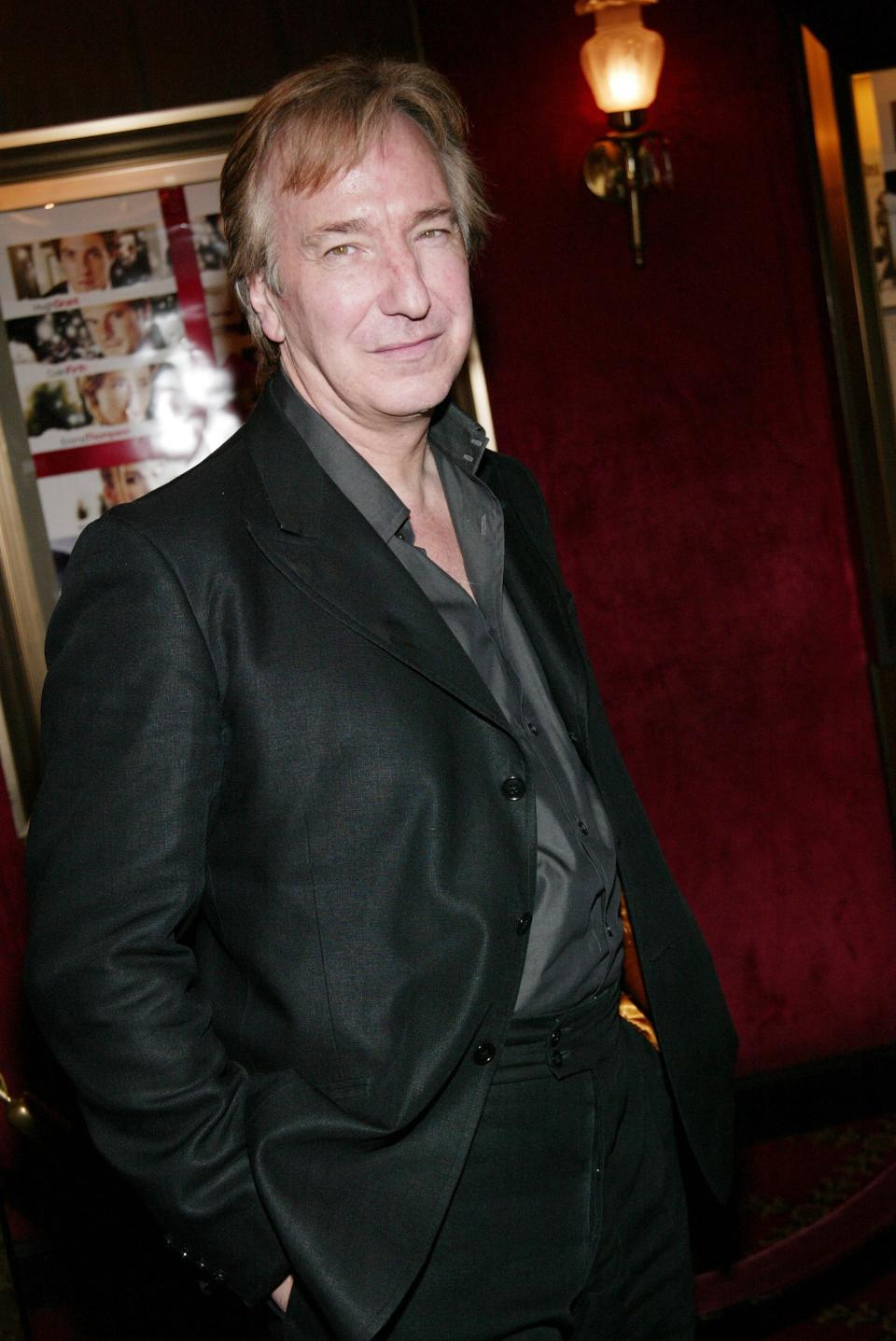 Actor Alan Rickman attends the World Premiere of "Love Actually" at the Ziegfeld Theatre November 06, 2003 in New York City.