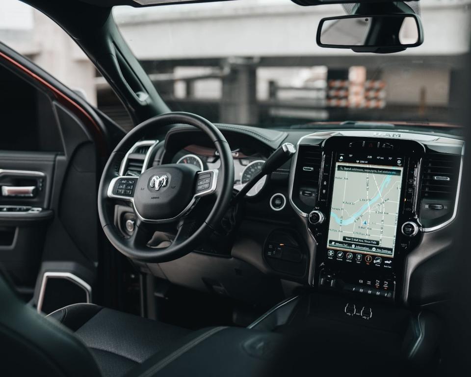 Alt-Text: Interior of a black car