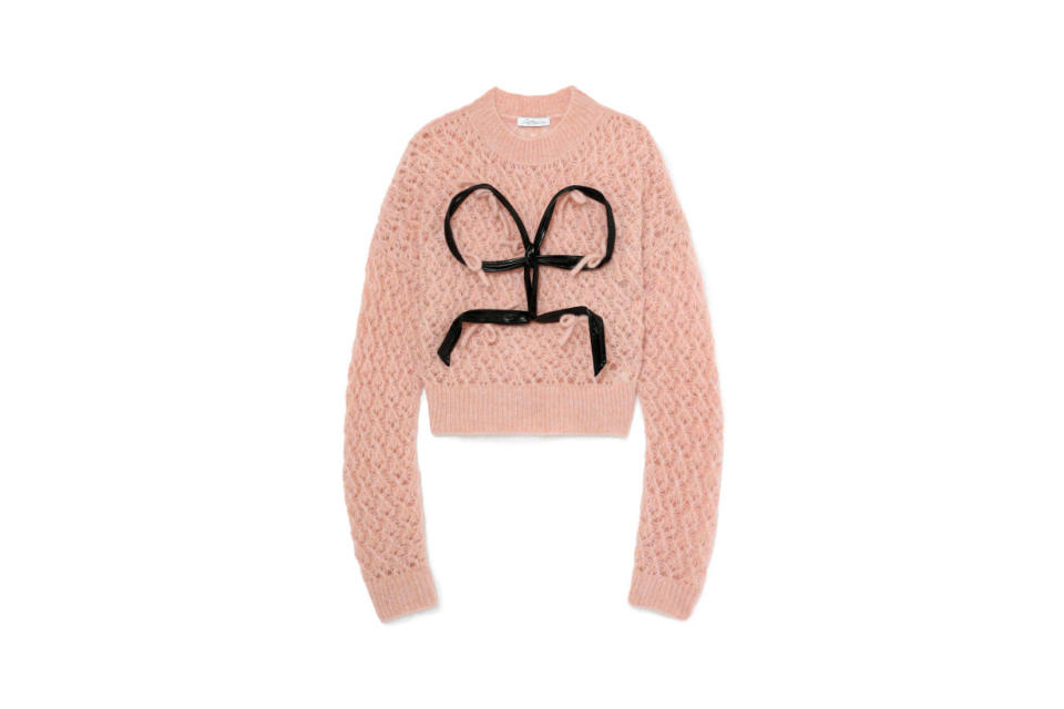 Mohair Leather Bow Knit Sweater from Louis Shengtao Chen @ I.T 