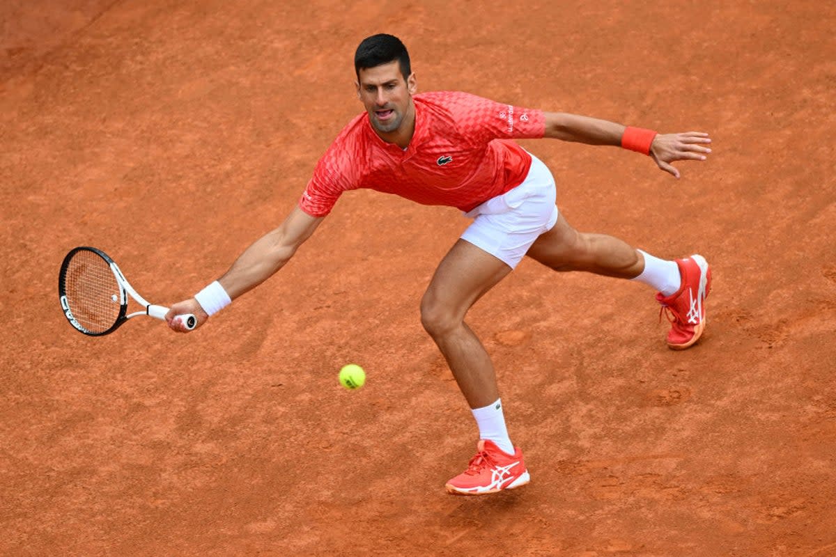 Novak Djokovic plays a forehand against Cameron Norrie at the Italian Open (Getty Images)