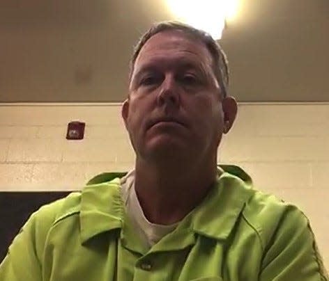 Russell Laffitte during a virtual bond hearing in May on state grand jury charges.