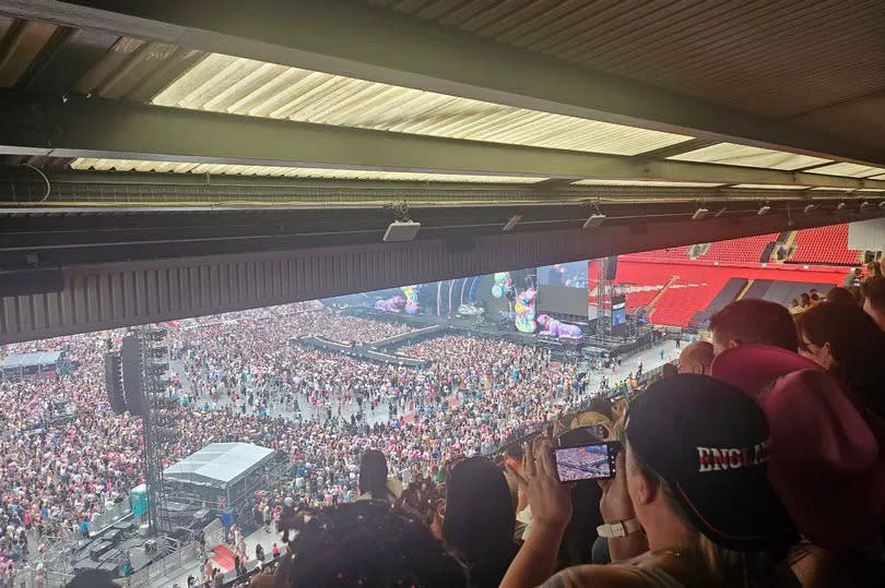 The limited view of the stage at the Pink show at Anfield stadium, June 25