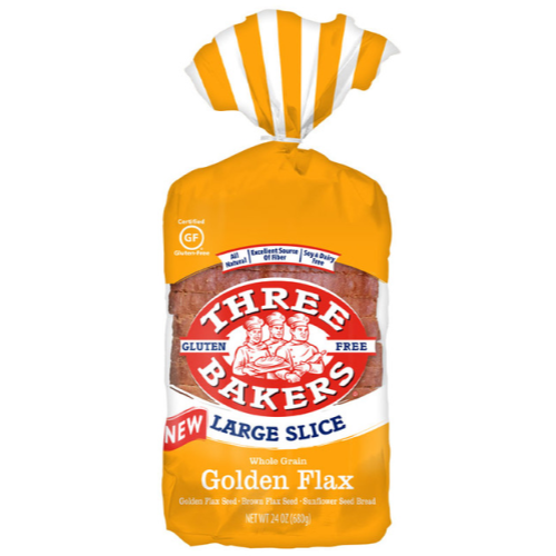 2) Three Bakers Gluten-Free Large Slice Golden Flax Bread