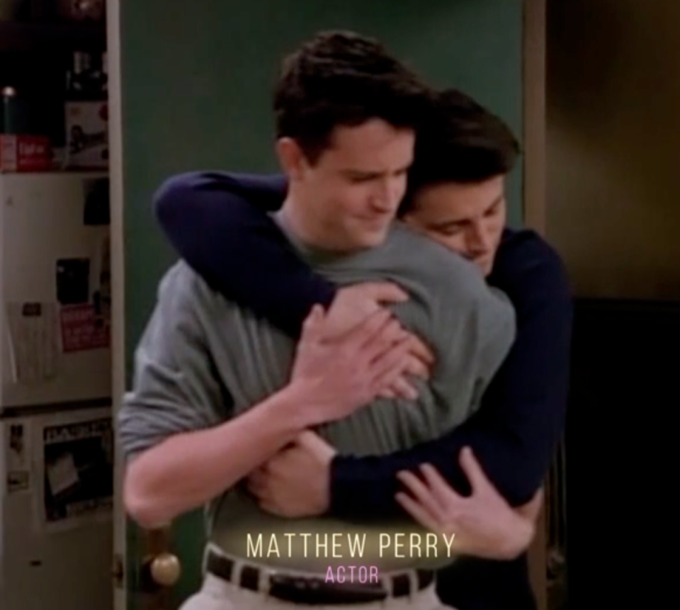 The tribute showed clips including of Joey and Chandler hugging (BBC/NBC)