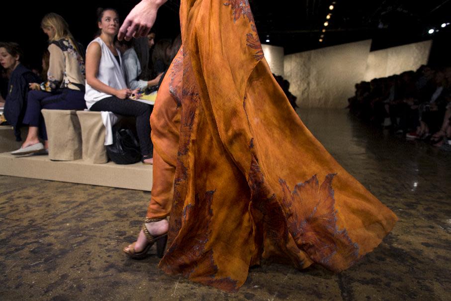 The Donna Karan Spring 2014 collection is modeled during Fashion Week in New York, Monday, Sept. 9, 2013. (AP Photo/Craig Ruttle)