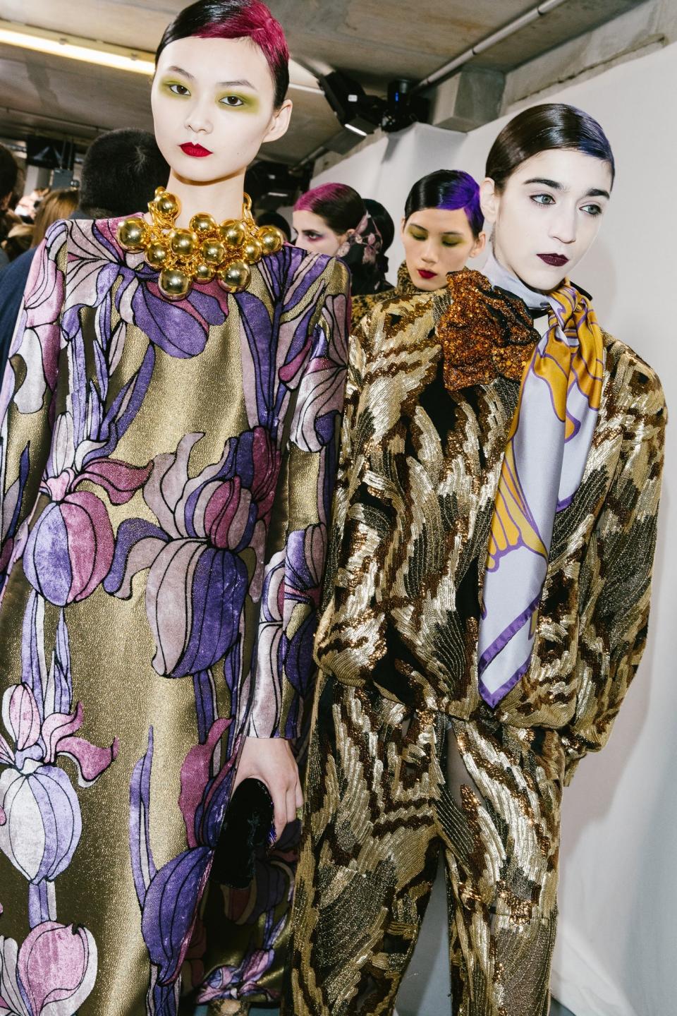 Backstage at Dries Van Noten fall 2020