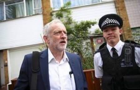 The leader of Britain's opposition Labour party, Jeremy Corbyn, leaves his home in London, Britain June 29, 2016. REUTERS/Neil Hall