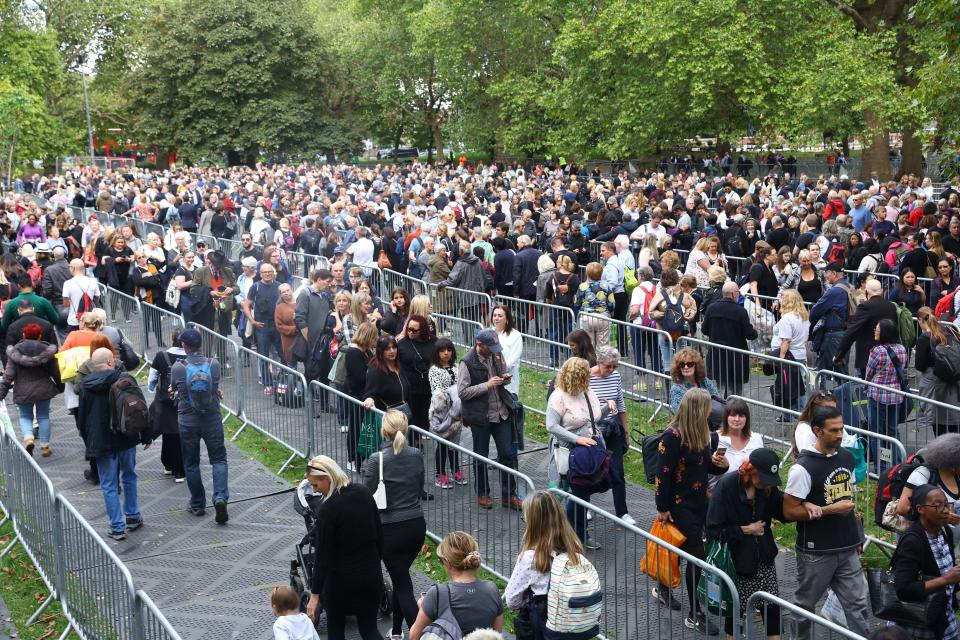 Mourners queue at Southwark Park to see the Queen’s coffin in Westminster Hall (REUTERS)