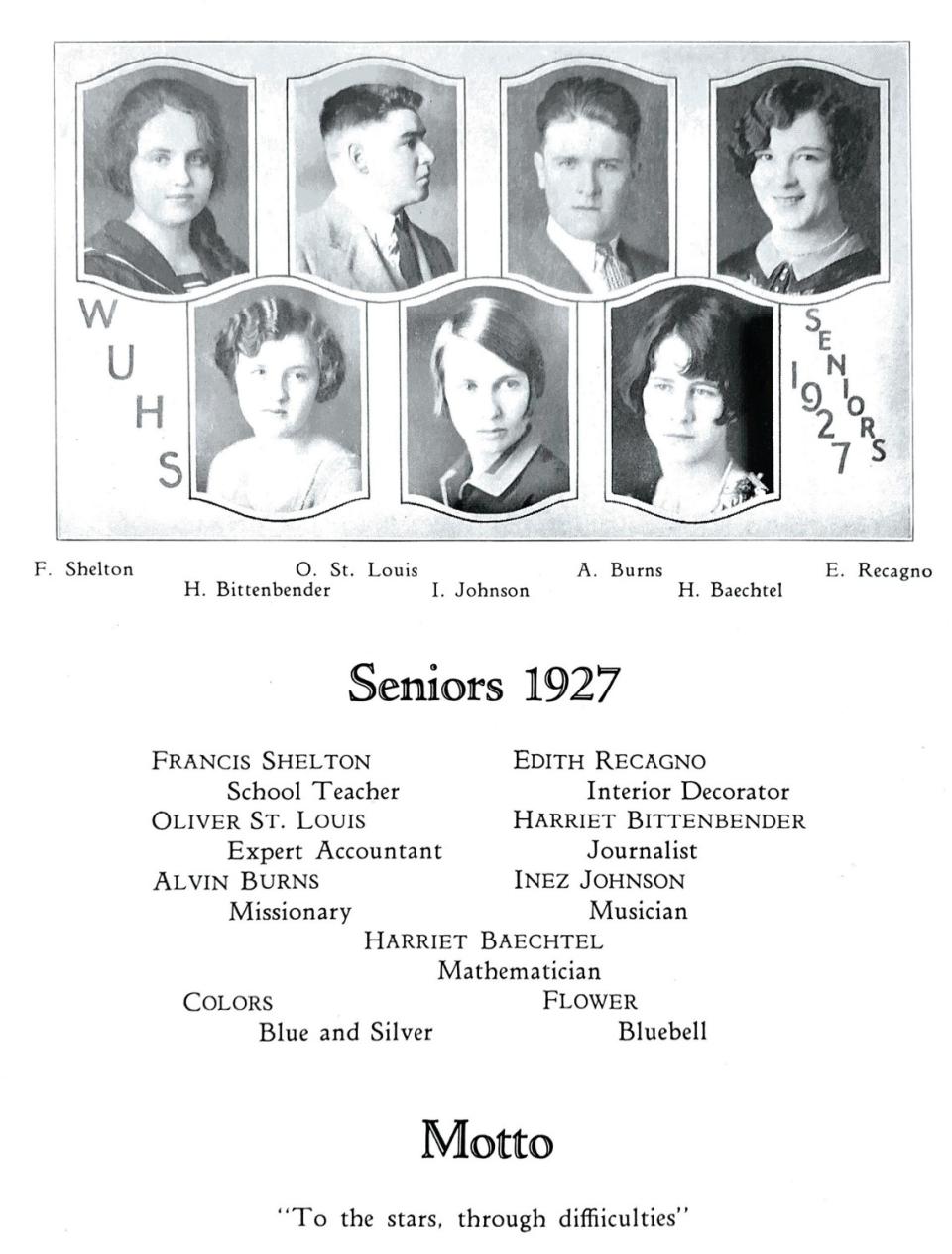 Headshots, including Edie Ceccarelli's, from a senior yearbook.