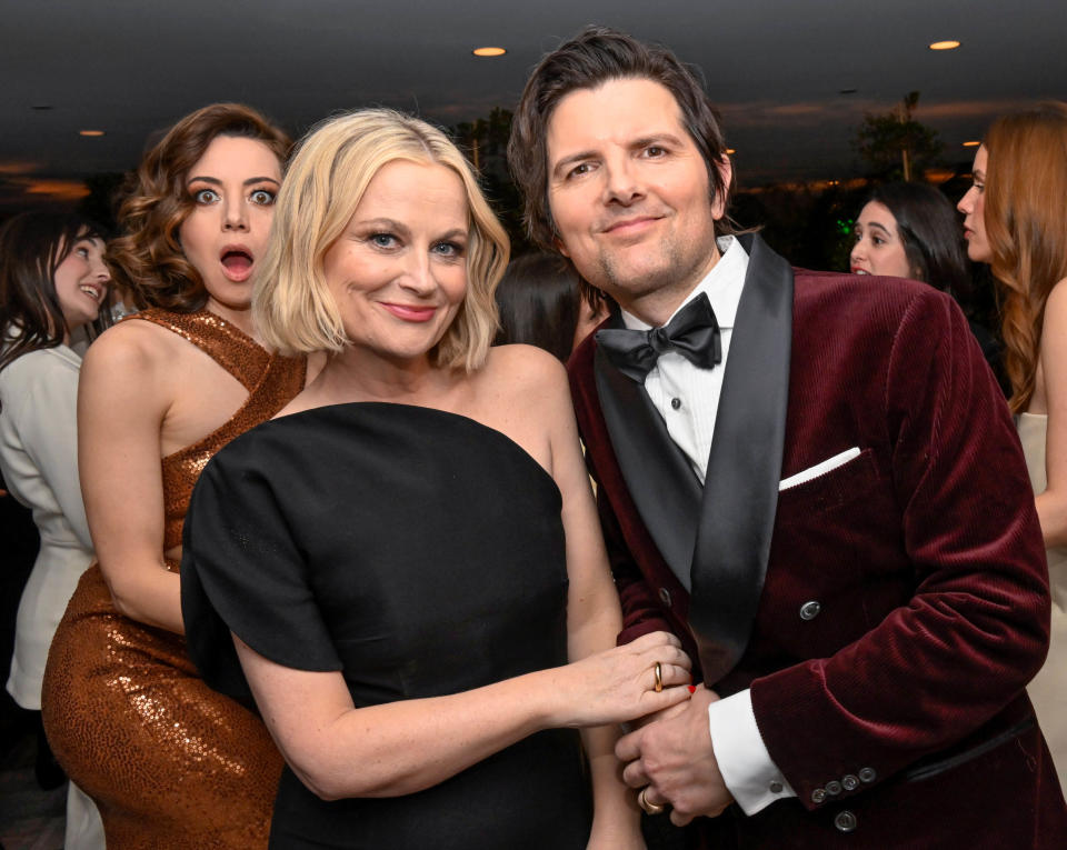 Aubrey Plaza, Amy Poehler and Adam Scott at the 2023 SAG Awards (Earl Gibson / Shutterstock for SAG)