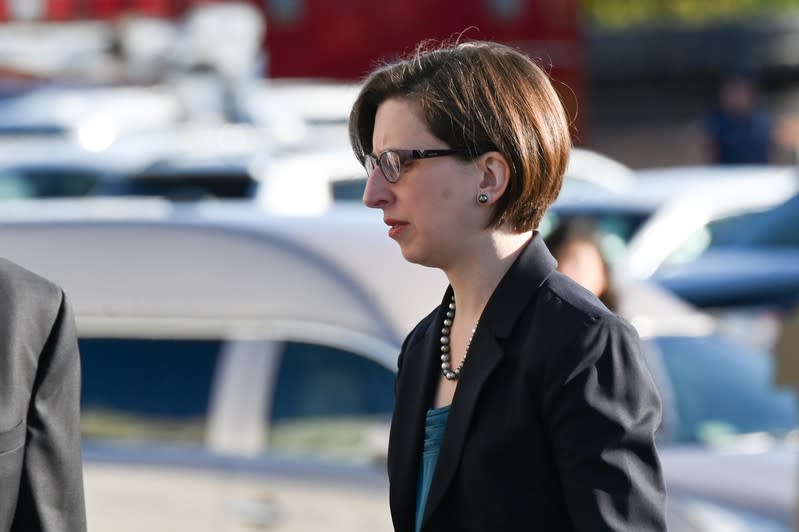 Deputy Assistant Secretary of Defense Laura Cooper arrives to testify in a closed-door deposition as part of the impeachment inquiry in Washington