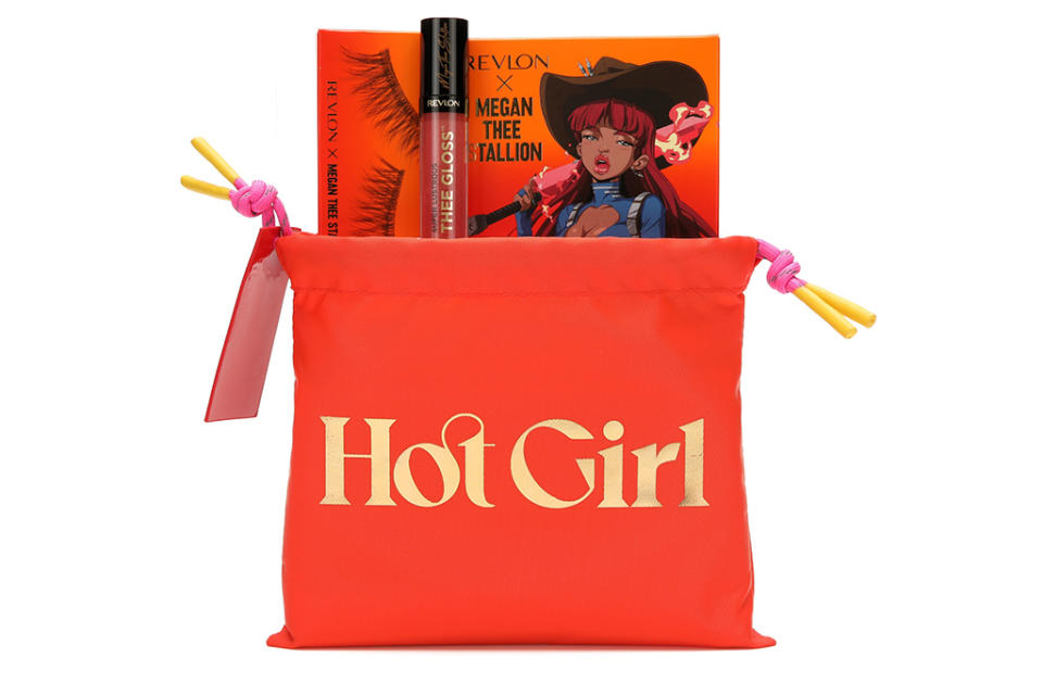 The Revlon x Megan Thee Stallion Hot Girl Sunset Collection with the pink pouch. - Credit: Courtesy of StockX