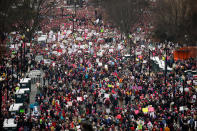 <p>People pack the streets near the National Mall for the start of the Women’s March in Washington, January 21, 2017. (REUTERS/Jonathan Ernst) </p>