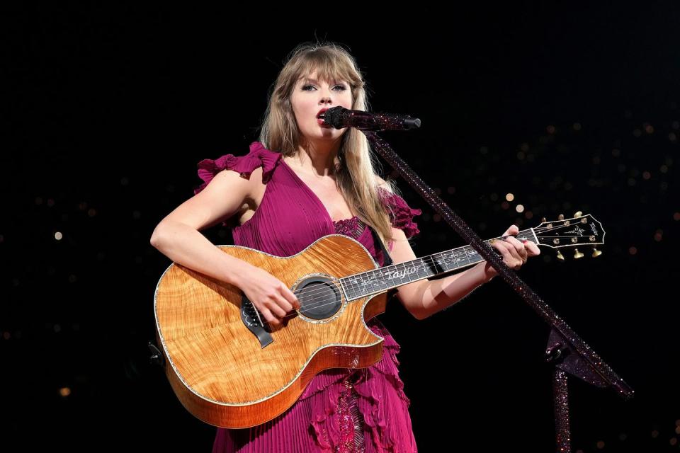 glendale, arizona march 17 editorial use only and no commercial use at any time no use on publication covers is permitted after august 9, 2023 taylor swift performs onstage for the opening night of 