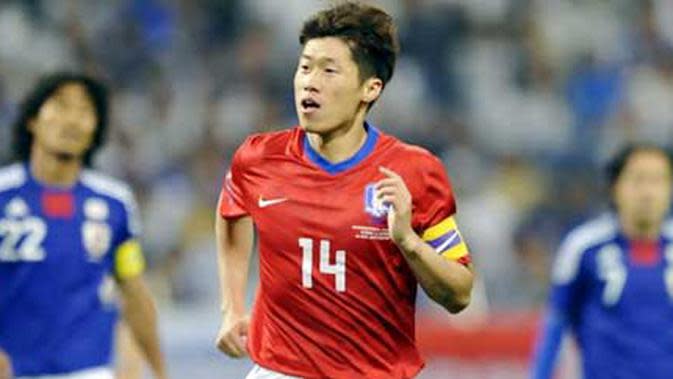 Reaksi kapten Korea Selatan Park Ji-Sung seusai mencetak gol ke gawang Jepang di laga pemanasan PD 2010 di Saitama Stadium, Tokyo, 24 Mei 2010 AFP PHOTO / Kazuhiro NOGI