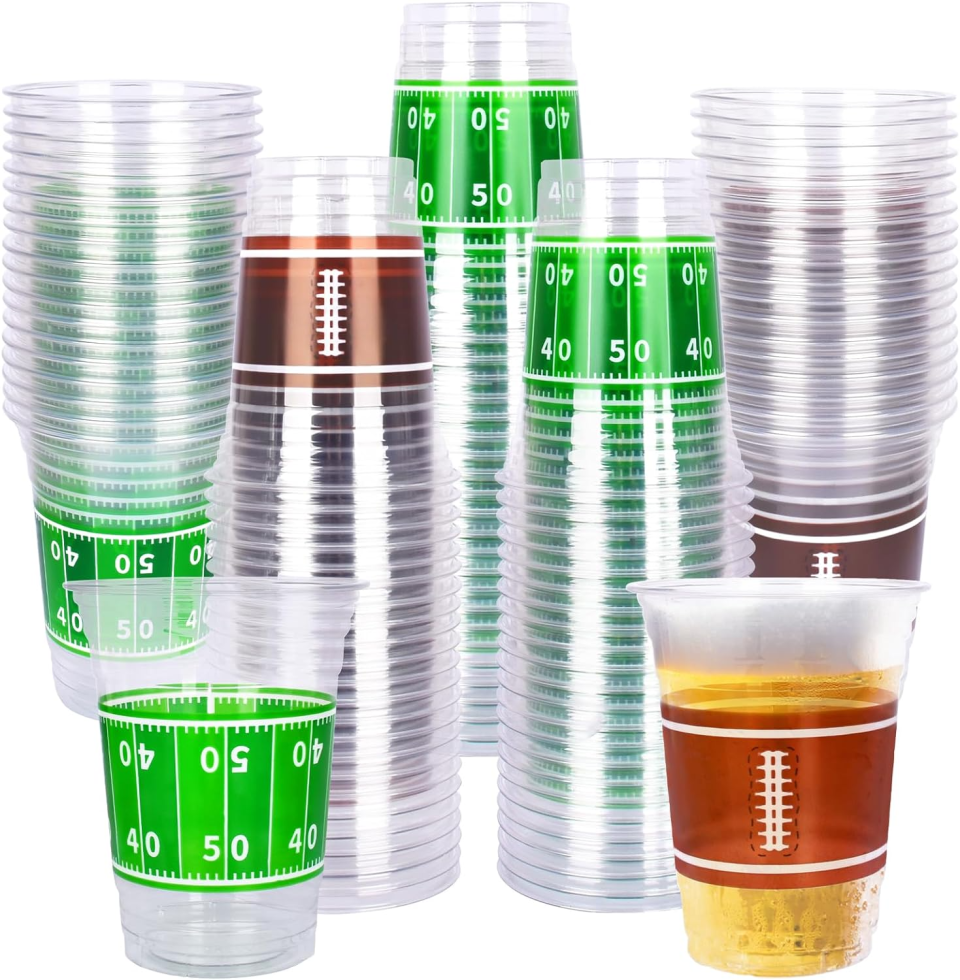 Gatherfun 100 Pcs 16oz Football Plastic Cups