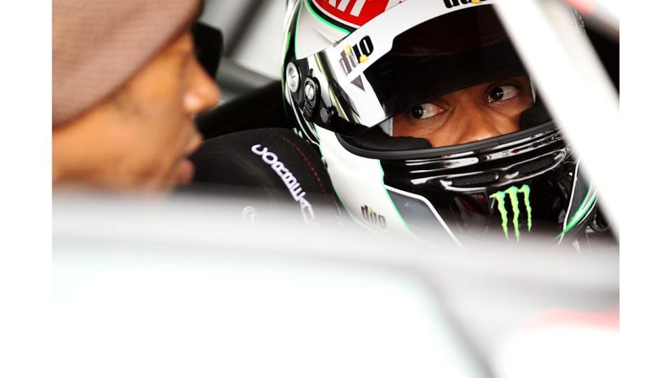 Nicolas Hamilton inside a racing car