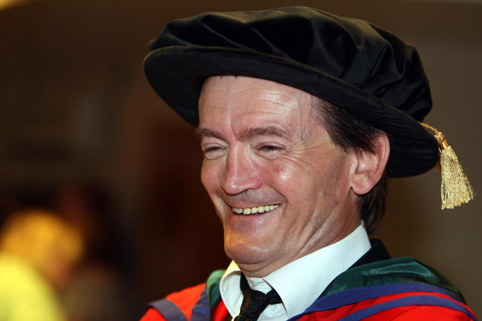 Former Undertones frontman Feargal Sharkey who was presented with an honorary degree by University of Ulster Chancellor James Nesbitt at a ceremony at the Waterfront Hall in Belfast.   (Photo by Paul Faith/PA Images via Getty Images)