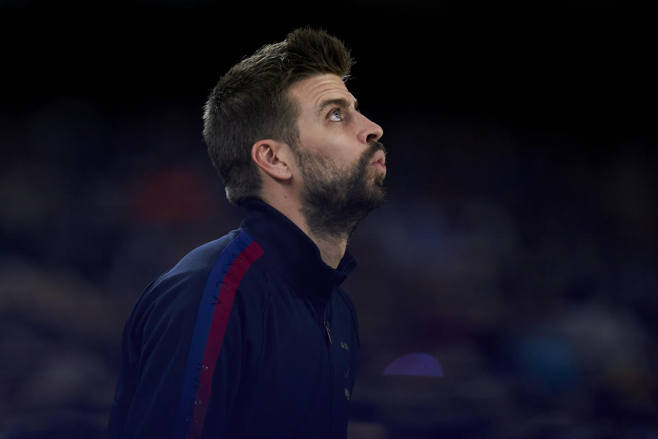 Gerard Piqué antes de un partido de Liga en el Camp Nou. (Foto: Quality Sport Images / Getty Images).