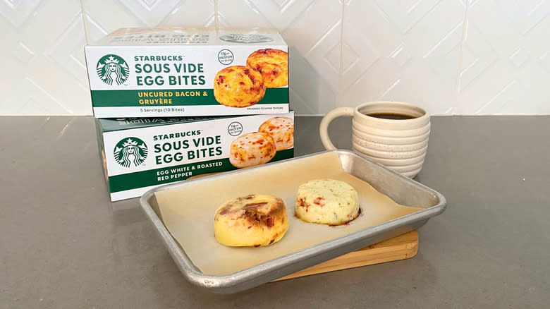 Starbucks egg bites on a sheet pan