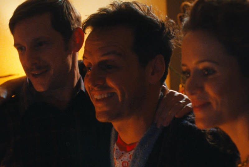 From left to right, Jamie Bell, Andrew Scott and Claire Foy star in "All of Us Strangers." Photo courtesy of Searchlight Pictures