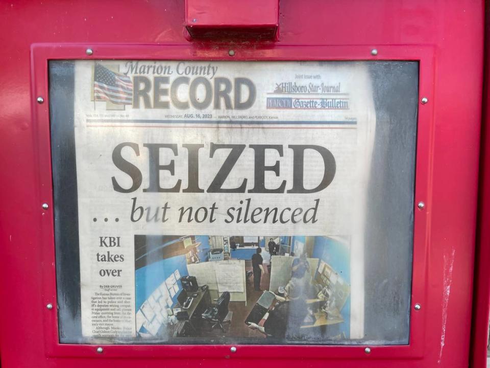 The first edition of the Marion County Record since its newsroom in central Kansas was raided by police.