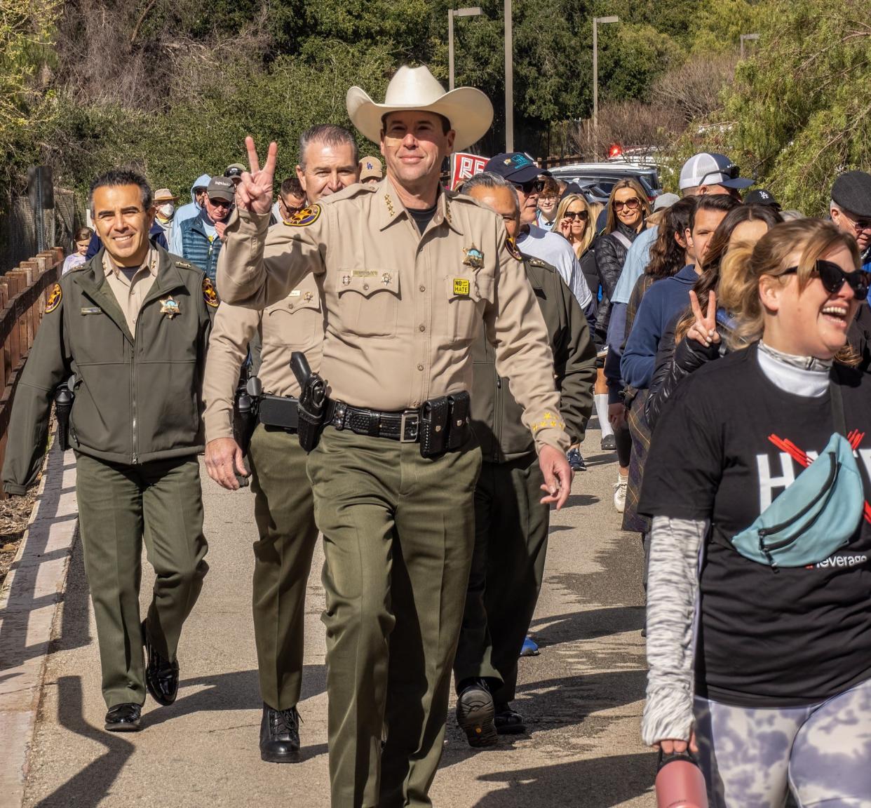 Ventura County Sheriff Jim Fryhoff participates in the Anti-Defamation League's Diversity Festival and Walk Against Hate for Ventura County on Feb. 26 in Thousand Oaks.