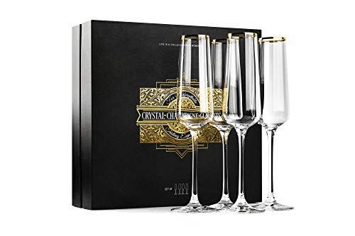 Set of 4 Gold Rimmed Champagne Flutes
