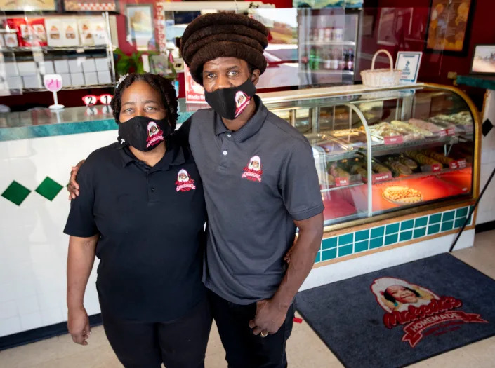 Pamela and Maurice Hill, owner of Makeda's Homemade Butter Cookies, are photographed on Sept. 30, 2020, at their Airways Boulevard location in Memphis. They will not reopen that location after Young Dolph was shot and killed there on Nov. 17, 2021.