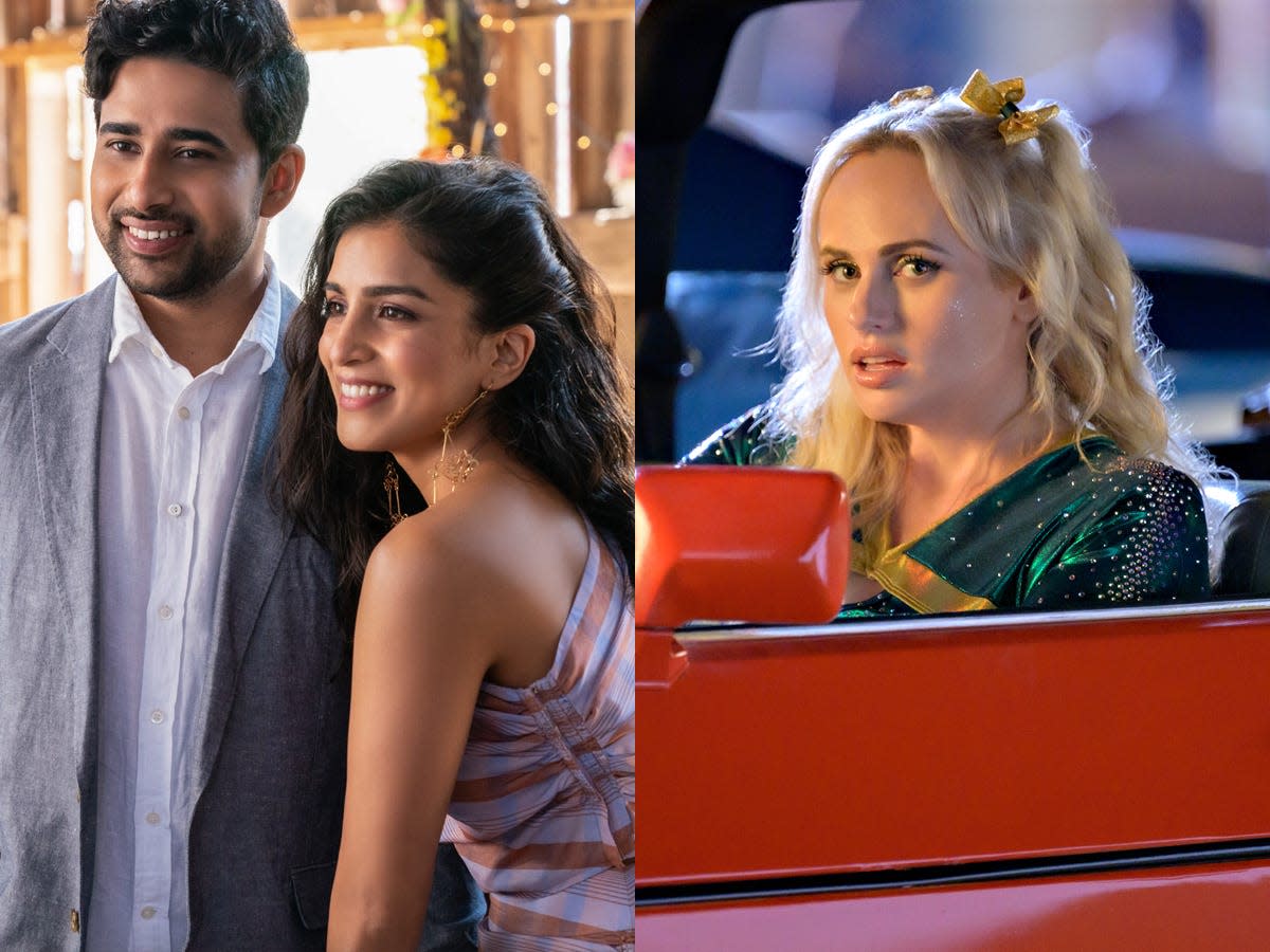 production still from netflix's wedding season and production still from netflix's senior year