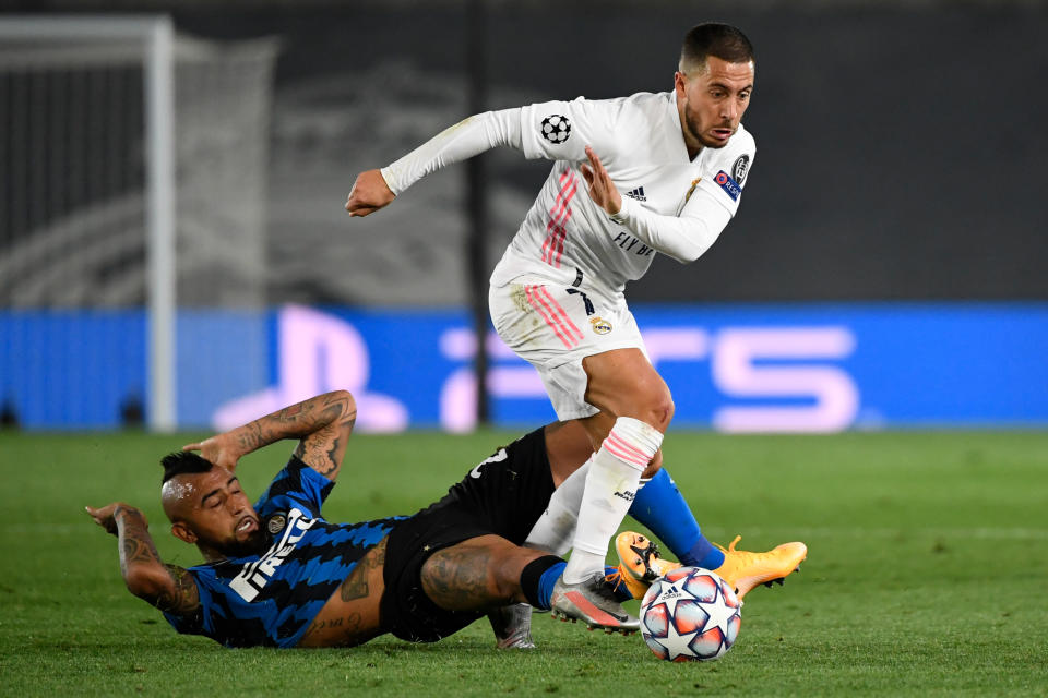 Real Madrid and Inter Milan's clash offers the best betting opportunity on Matchday 4. (Photo by PIERRE-PHILIPPE MARCOU/AFP via Getty Images)