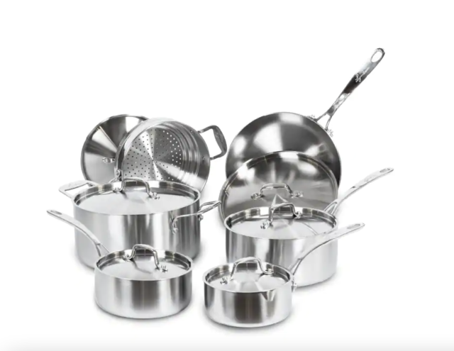 Lagostina 5-Ply Stainless-Steel Commercial Cookware Set, 13-Piece