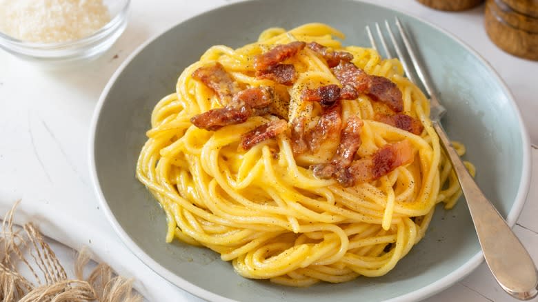 Plate of carbonara