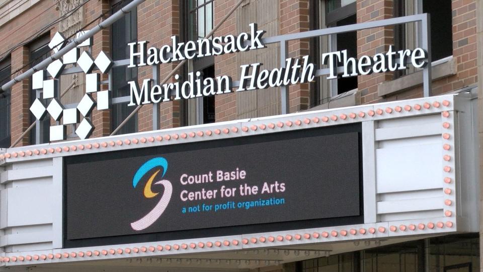 The marquee for the Hackensack Meridian Health Theatre at the Count Basie Center for the Arts in Red Bank, pictured Oct. 26, 2018.