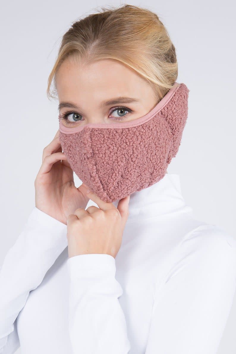 14) Back In Stock!!! Winter Earmuffs Face Mask Wrap-Band with Velcro, Unisex Ready to Ship Made in USA- Black, Gray, Dusty Rose, Pink