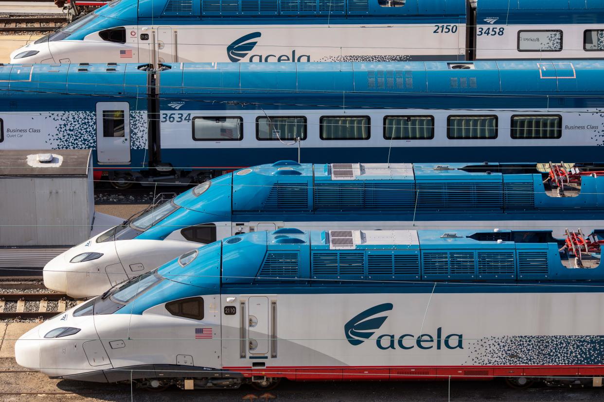 Acela high-speed passenger trains wait in an Amtrak rail yard in Philadelphia. Austin Mayor Kirk Watson testified Wednesday before a U.S. House panel about the need for improvements to intercity passenger rail in Texas.