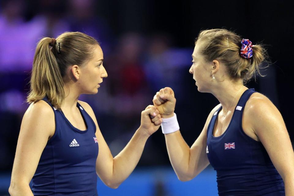 Olivia Nicholls (left) and Alicia Barnett shone in Glasgow (Steve Welsh/PA) (PA Wire)