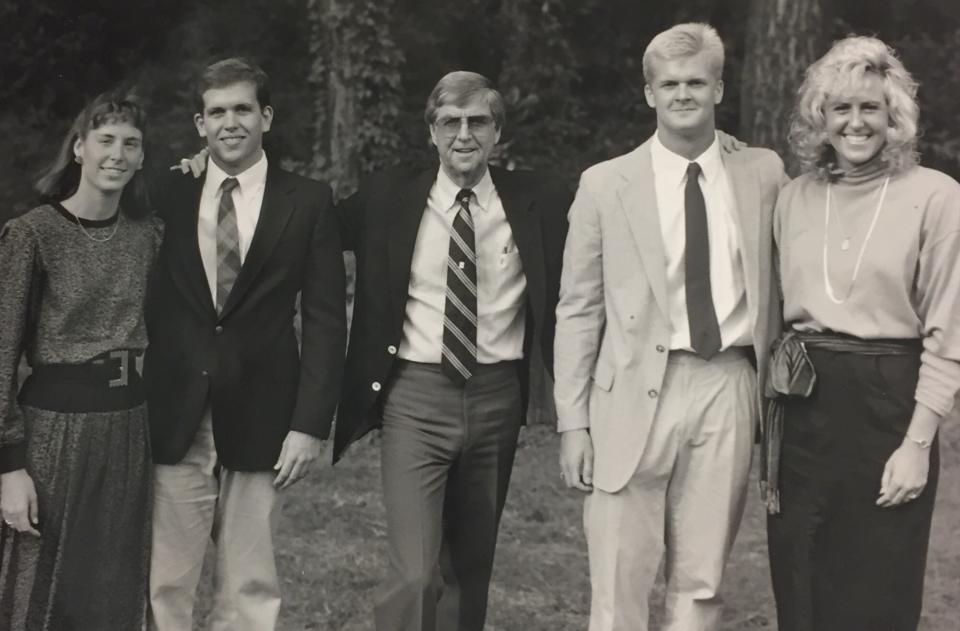 Gaston County Sports Hall of Famer Chuck Niemeyer (second from right) with Melinda Gelsinger, Kelly Brangill, Don Easterling and Joann Barnhill in a past photo.