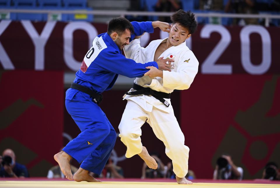 TOKYO, JAPAN - JULY 25 : ABE Hifumi (JPN) vs MARGVELASHVILI Vazha (GEO)   - Judo final Men -66 kg pictured during the Tokyo 2020 Summer Olympic Games on July 25, 2021 in Tokyo, Japan, 25/07/2021 ( Photo by Vincent Kalut / Photonews via Getty Images)