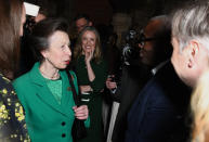 LONDON, ENGLAND - FEBRUARY 18: Princess Anne, Princess Royal speaks to Editor-In-Chief of British Vogue Edward Enninful at The Queen Elizabeth II Award for British Design presentation during London Fashion Week February 2020 on February 18, 2020 in London, England. (Photo by Jeff Spicer/BFC/Getty Images for BFC)
