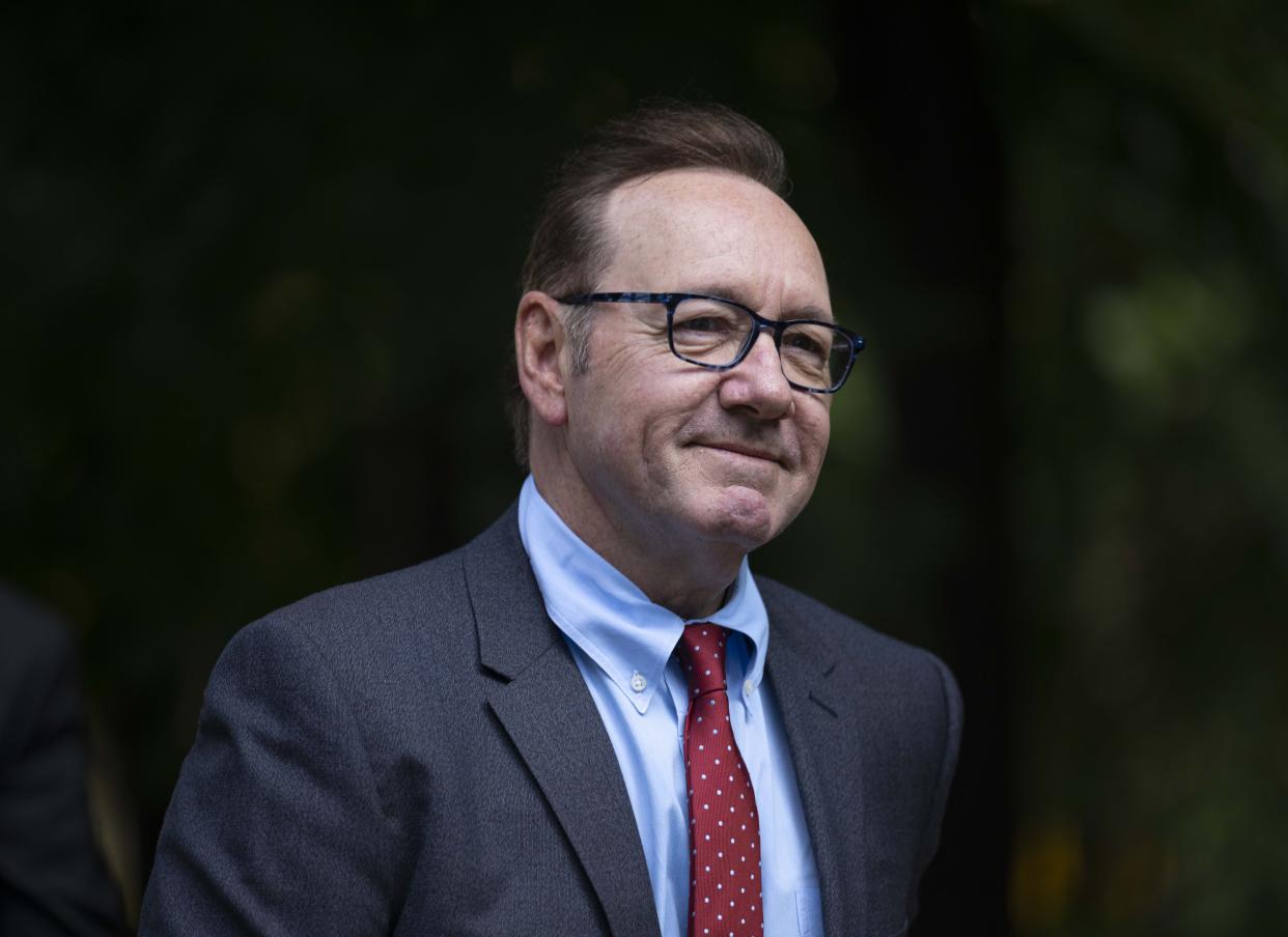 LONDON, UNITED KINGDOM - JULY 03: Actor Kevin Spacey, who was tried for 12 crimes including sexual assault against four men in London and Gloucestershire between 2005 and 2013, arrives at Southwark Crown Court in London, United Kingdom on July 03, 2023. (Photo by Rasid Necati Aslim/Anadolu Agency via Getty Images)