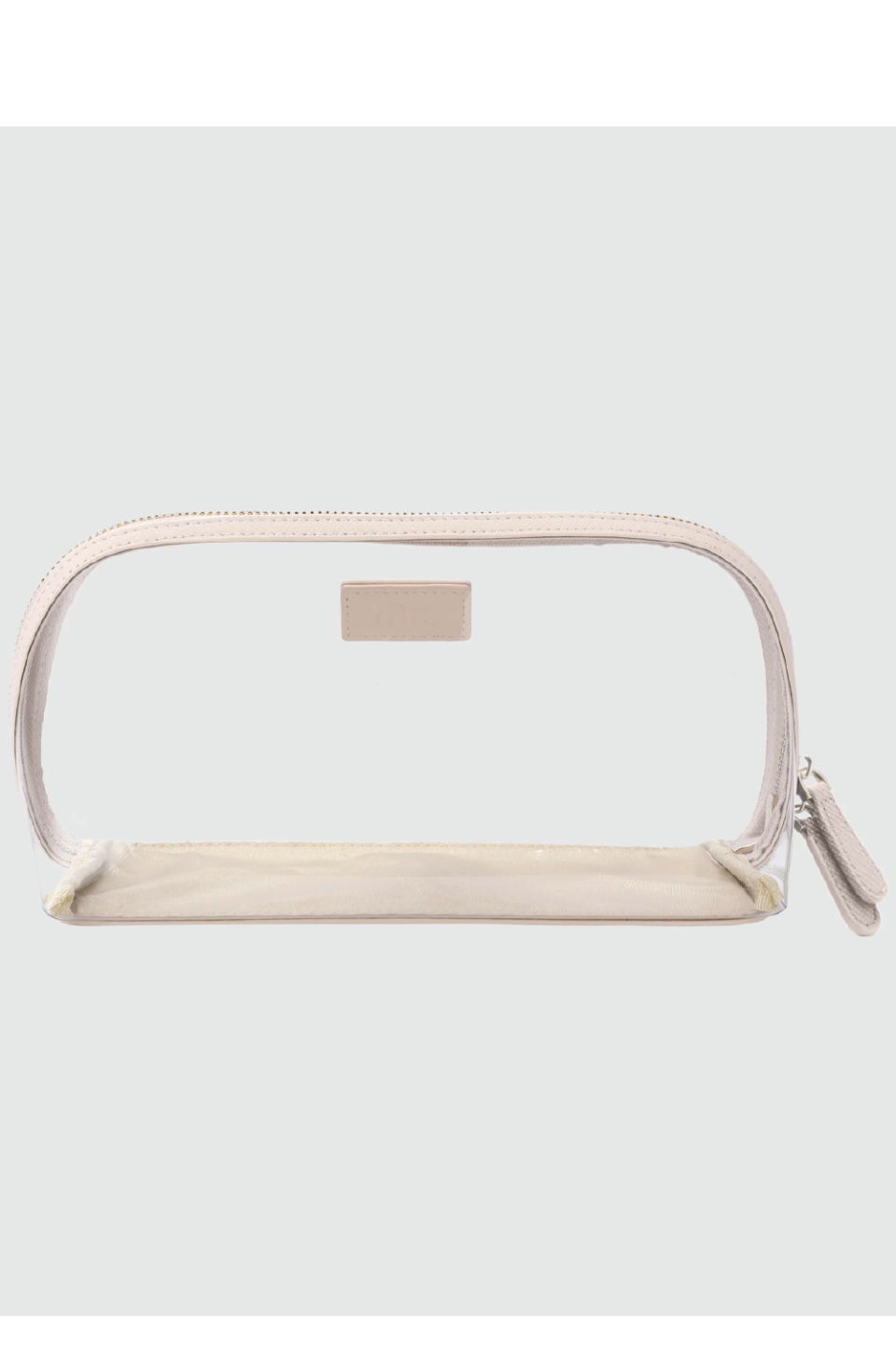 The Daily Edited Large Clear Cosmetic Case Cream Saffiano Leather