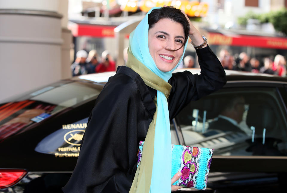 Jury member Leila Hatami of Iran arrives at a hotel ahead of the 67th international film festival, Cannes, southern France, Tuesday, May 13, 2014. The festival runs from May 14th to May 25th. (AP Photo/Alastair Grant)