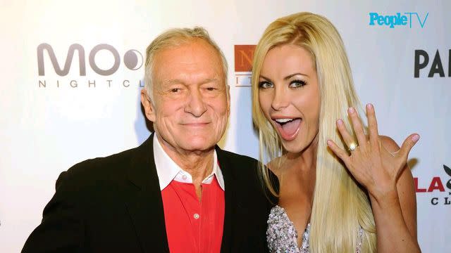 Hugh and Crystal Hefner on a red carpet