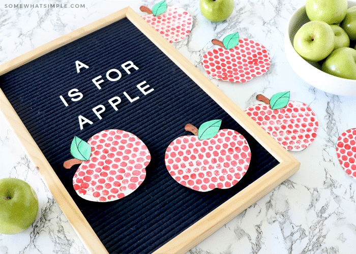 fall crafts for kids bubble wrap painted apples
