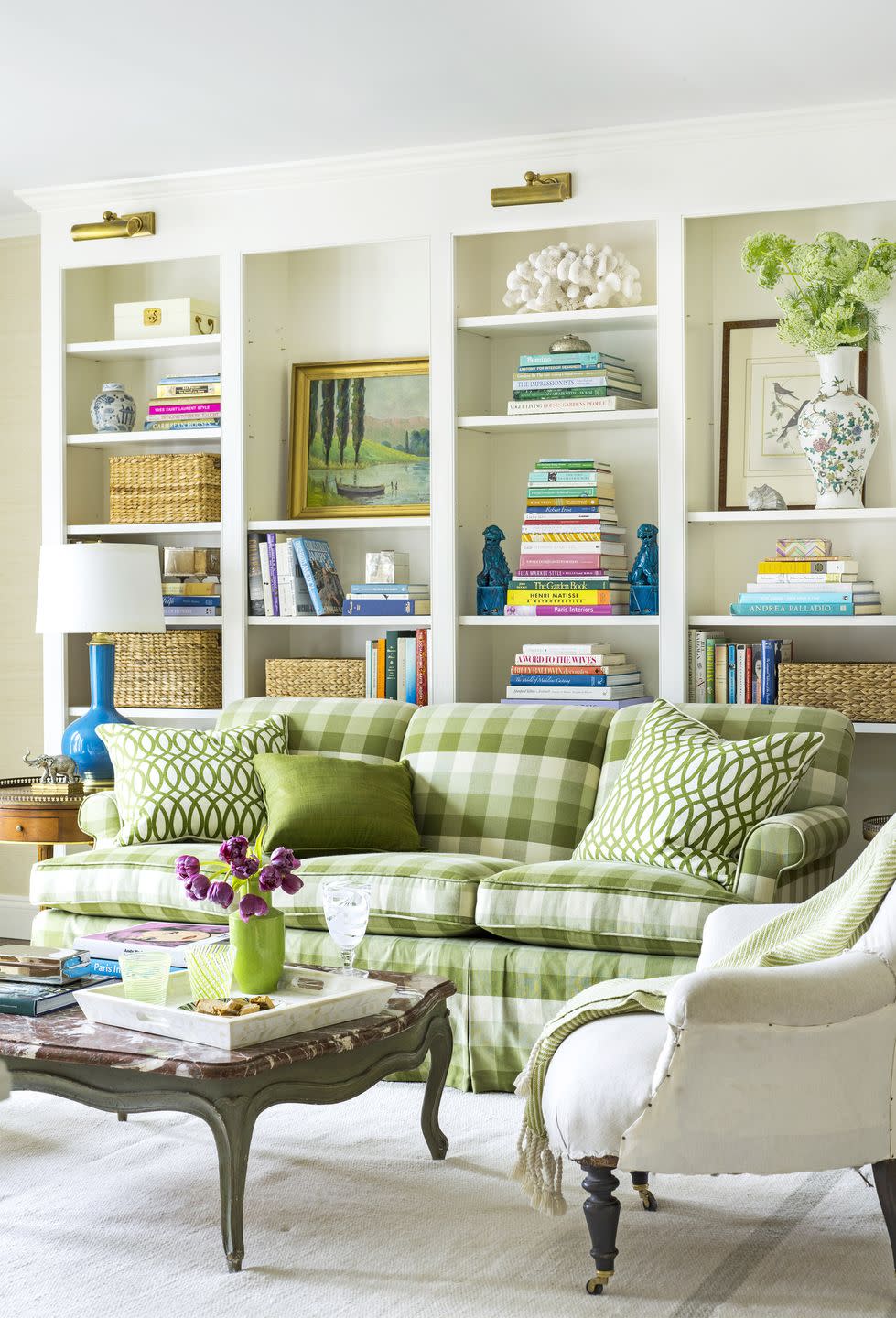 green and white living room