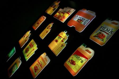 A display of Golden Agri-Resources products is seen at the company's office in Singapore October 6, 2015. REUTERS/Thomas White