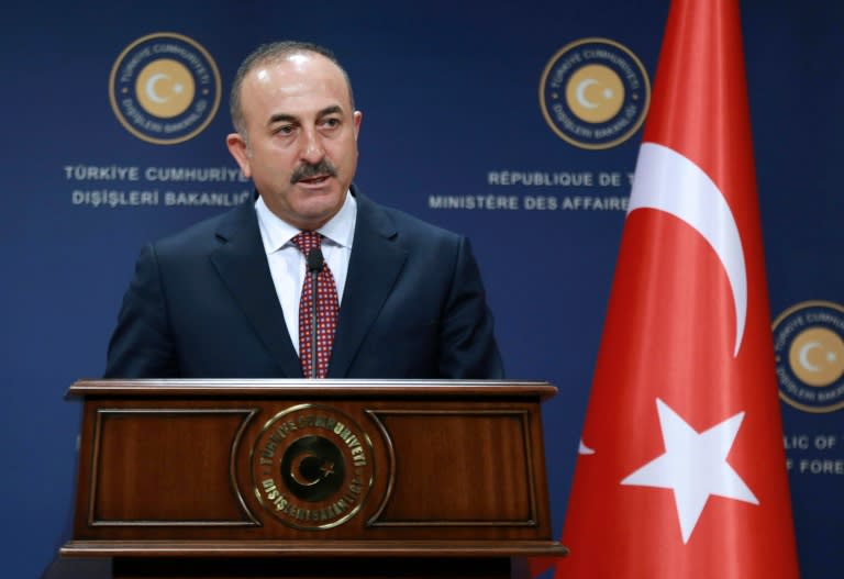 Turkish Foreign Minister Mevlut Cavusoglu warns that Turkey is a "prime target" for the Islamic State group